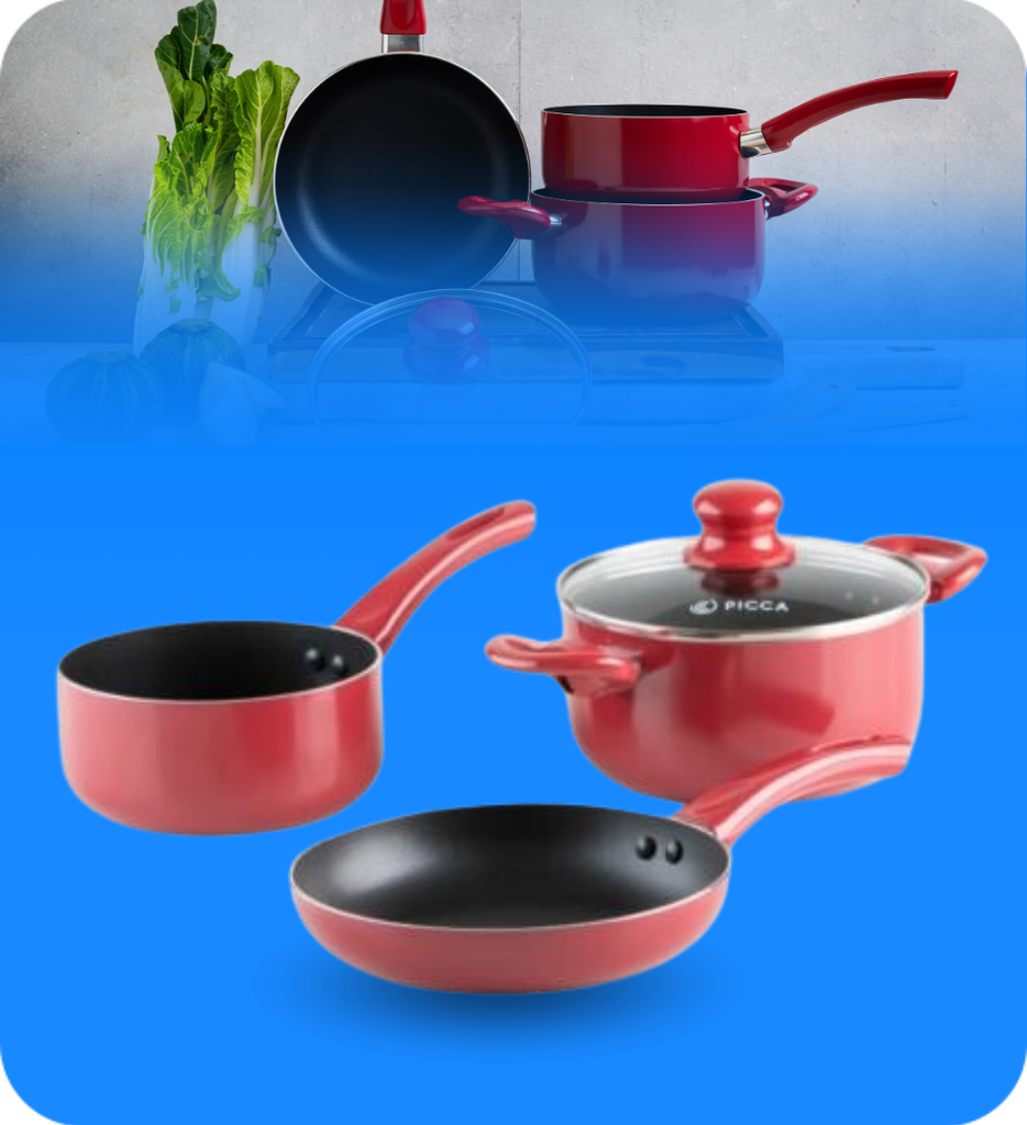 Bateria de Cocina Picca Sicilia PI004BTR Piezas Dyflon Color Rojo