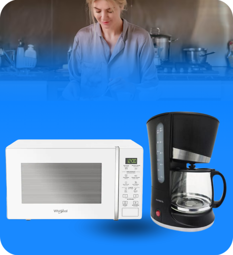 Electrodomésticos Dúo 9 - Microondas Whirlpool + Cafetera Sankey