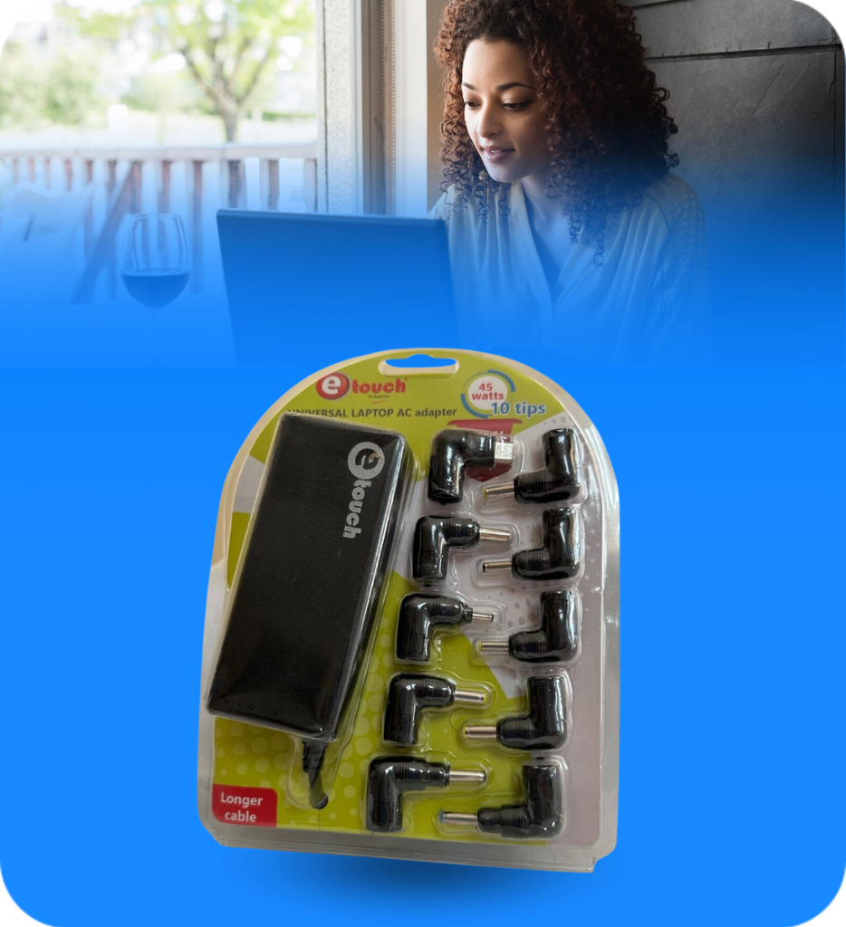 Cargador Universal Para Laptop eTouch 142012 10 Puntas 45 Watts