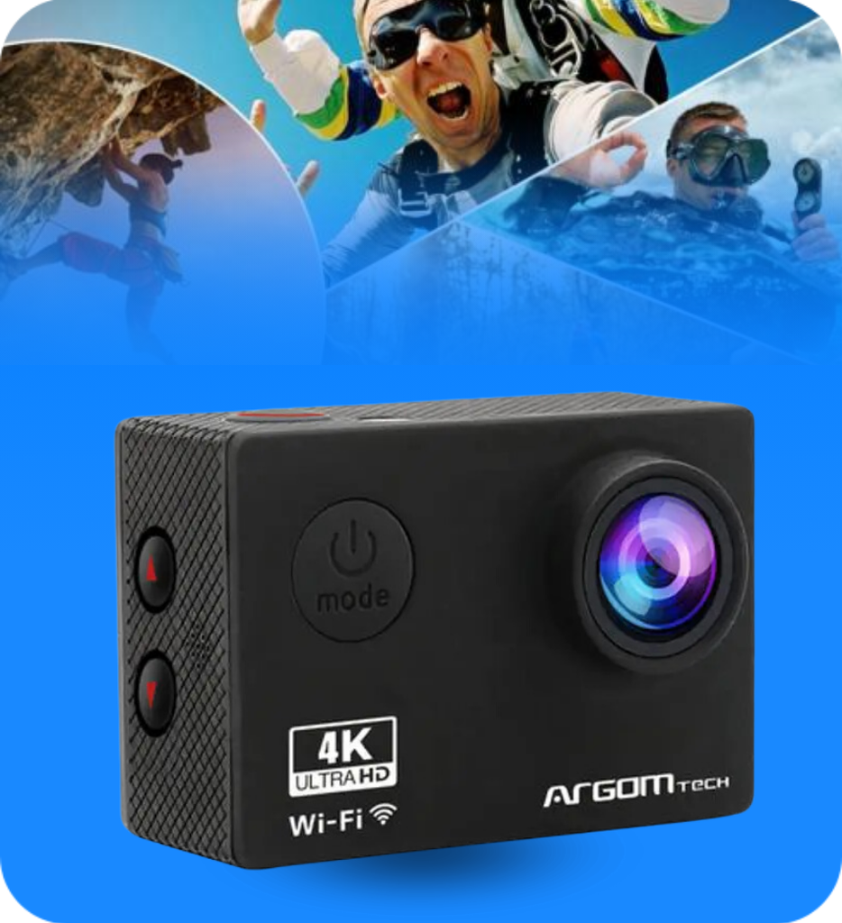 Camara de Accion Argom ARG-AC-9185BK Epic 85 4K Ultra HD Con Control Remoto y Pantallas Duales