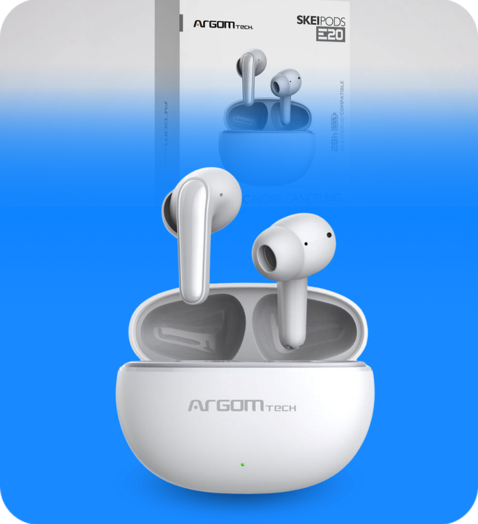 Auriculares Argom ARG-HS-5020WT SkeiPods E20 Inalambricos con Cancelacion de Ruido Color Blanco