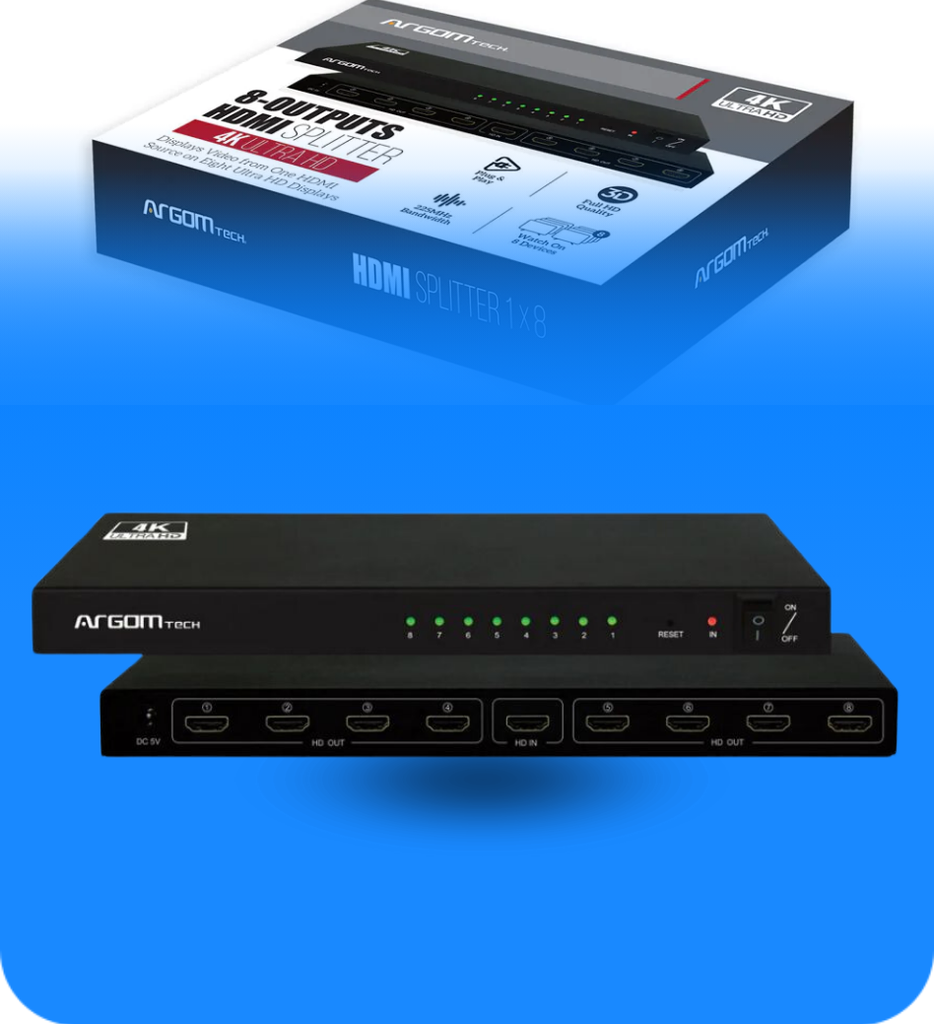 Splitter Argom ARG-AV-5118 1 Entrada 8 Salidas 4K Ultra HD 225MHz