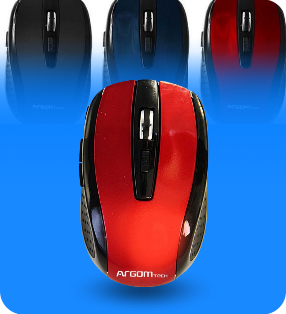 Mouse Argom ARG-MS-0032R Inalambrico 1600 DPI 2.4GHz 6 Botones Color Negro con Rojo
