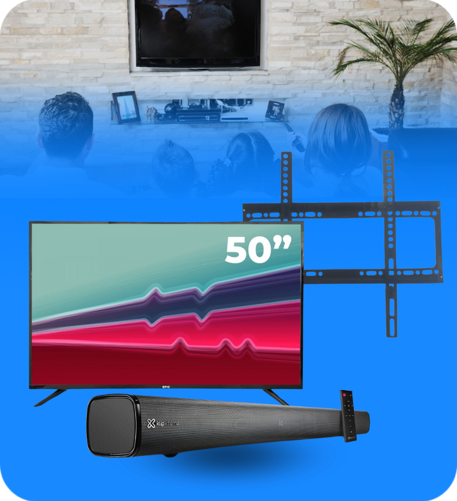 COMBO TV 13 - Televisor Epic 50" Smart + Sound Bar Klip Xtreme KSB-210 + Bracket