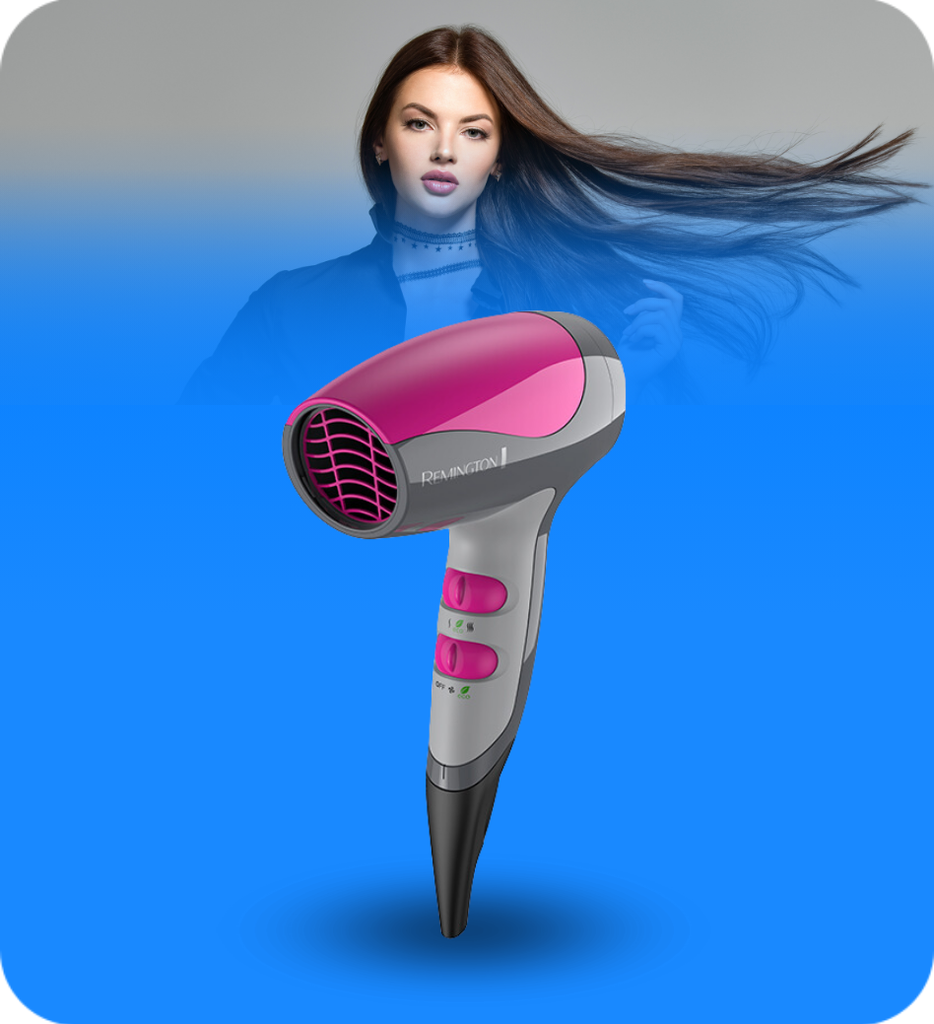Secadora de Cabello Remington D5000 Compacto 1875W Con 3 Ajustes de Temperatura y 2 Velocidades Color Gris Con Rosa