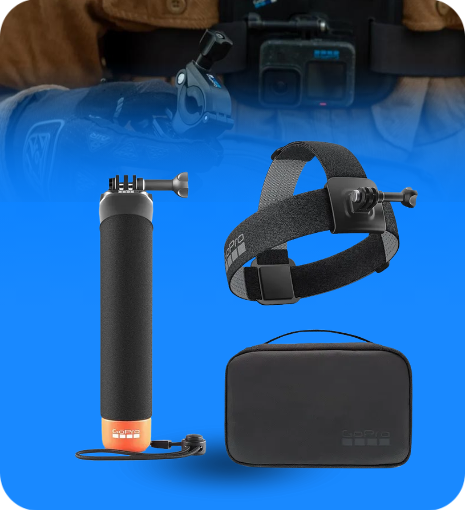 Kit GoPro de Aventuras 3.0 Correa para la Cabeza + Empuñadora Flotante + Estuche Compacto