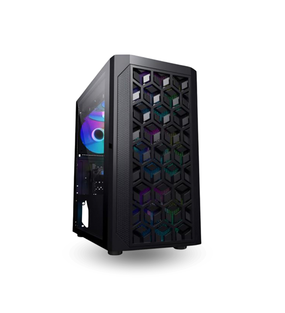 Case Gaming Eagle Warrior CG06AKRA001C Micro ATX Frontal con ABS + Mesh Hinge sin Tornillos Vidrio Templado con RGB Color Negro