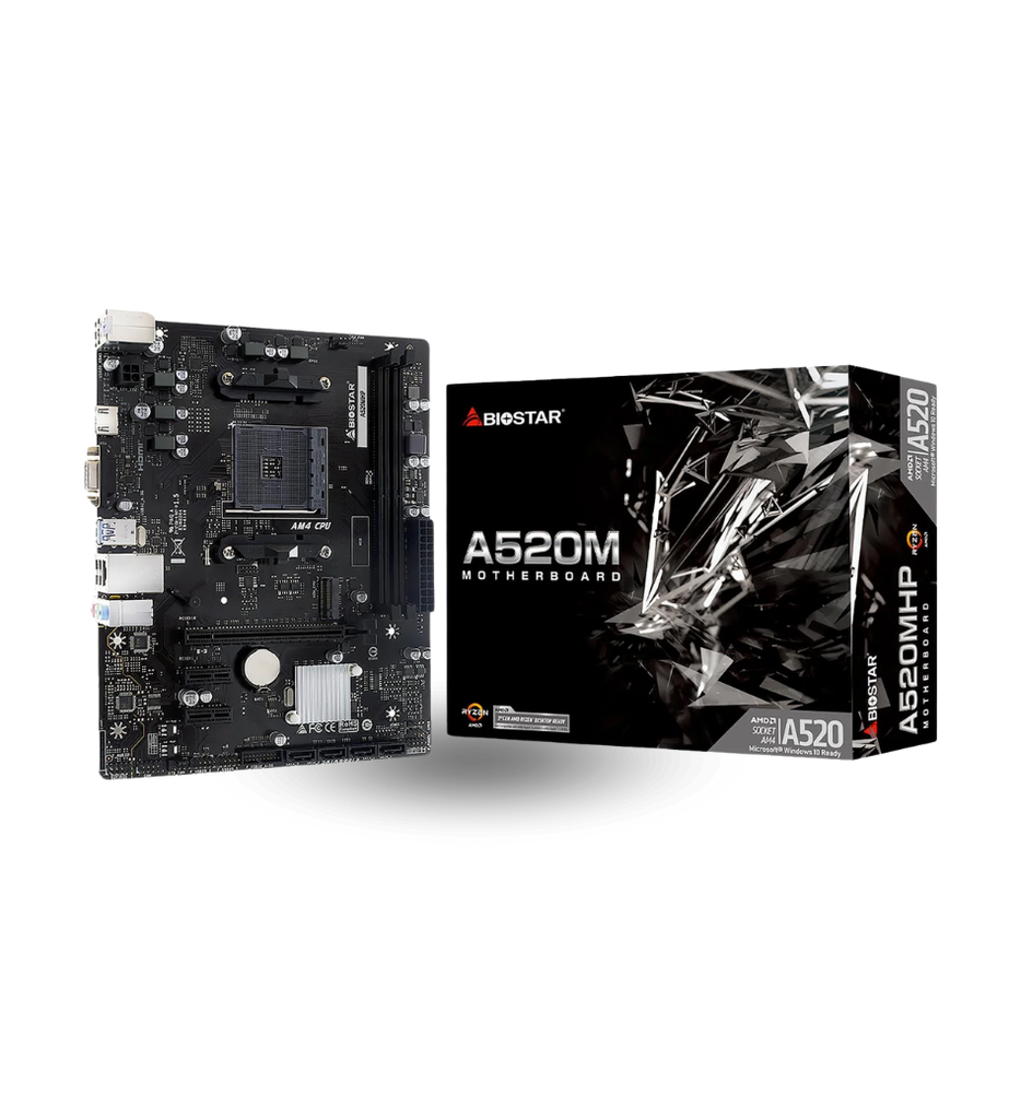 Tarjeta Madre Biostar A520MHP AM4 2x DDR4 1x M.2 PCIe 3.0 Micro ATX