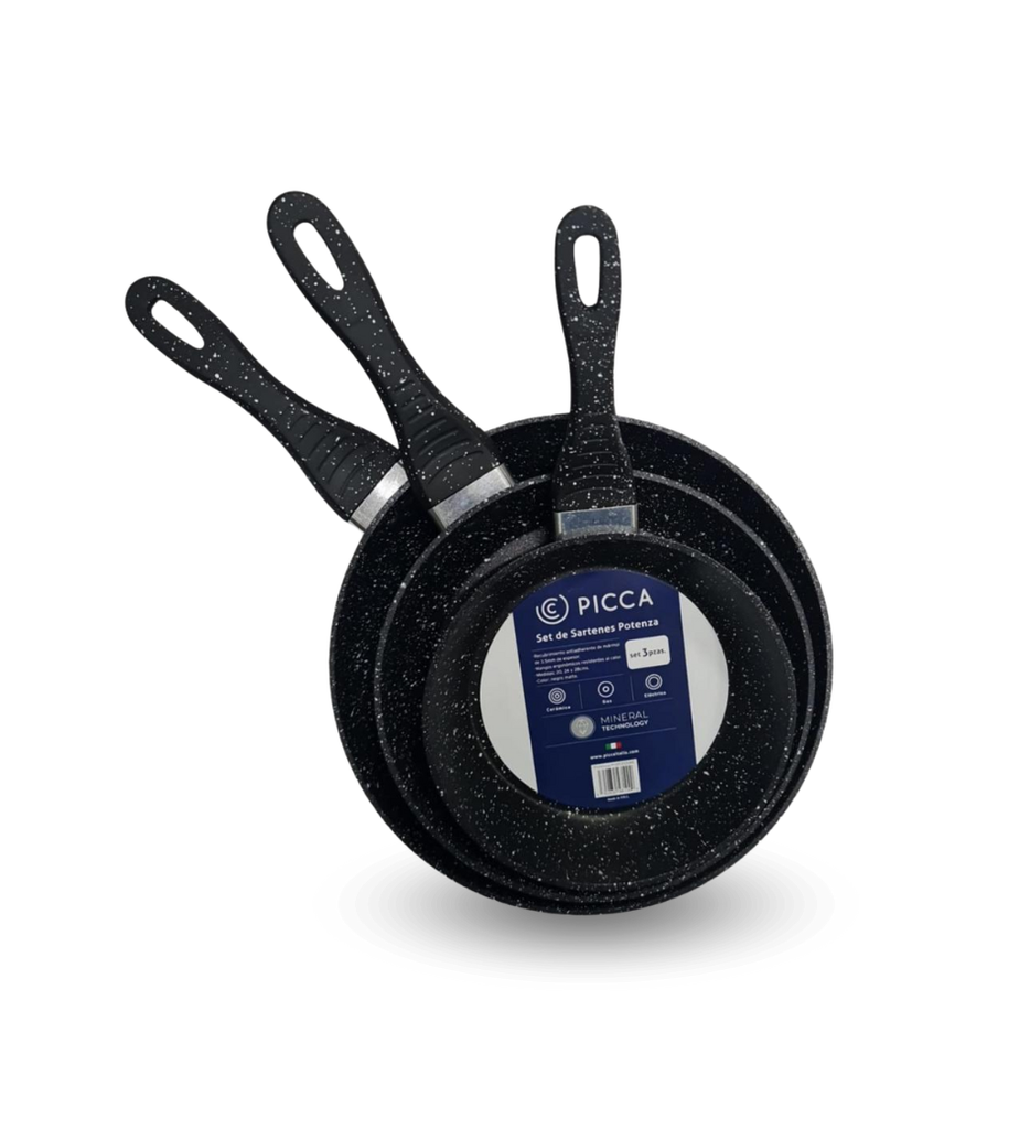 Juego de Sartenes Picca Potenza PI003SSME 20" - 24" - 28"cm Color Negro Matte