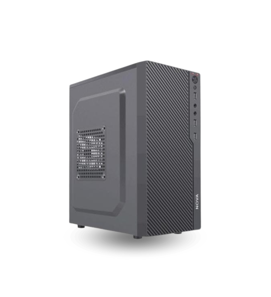 Case Nova CM04KTRA002C Micro ATX con Panel Lateral U1*2+ Audio+ USB-C con Fuente de Poder PE600RNF013C  Negro