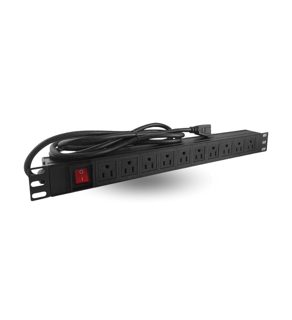Regleta PDU ZKTeco ZKPDU-8P10A 8 Tomas Horizontal Para Gabinete 110VAC 15A