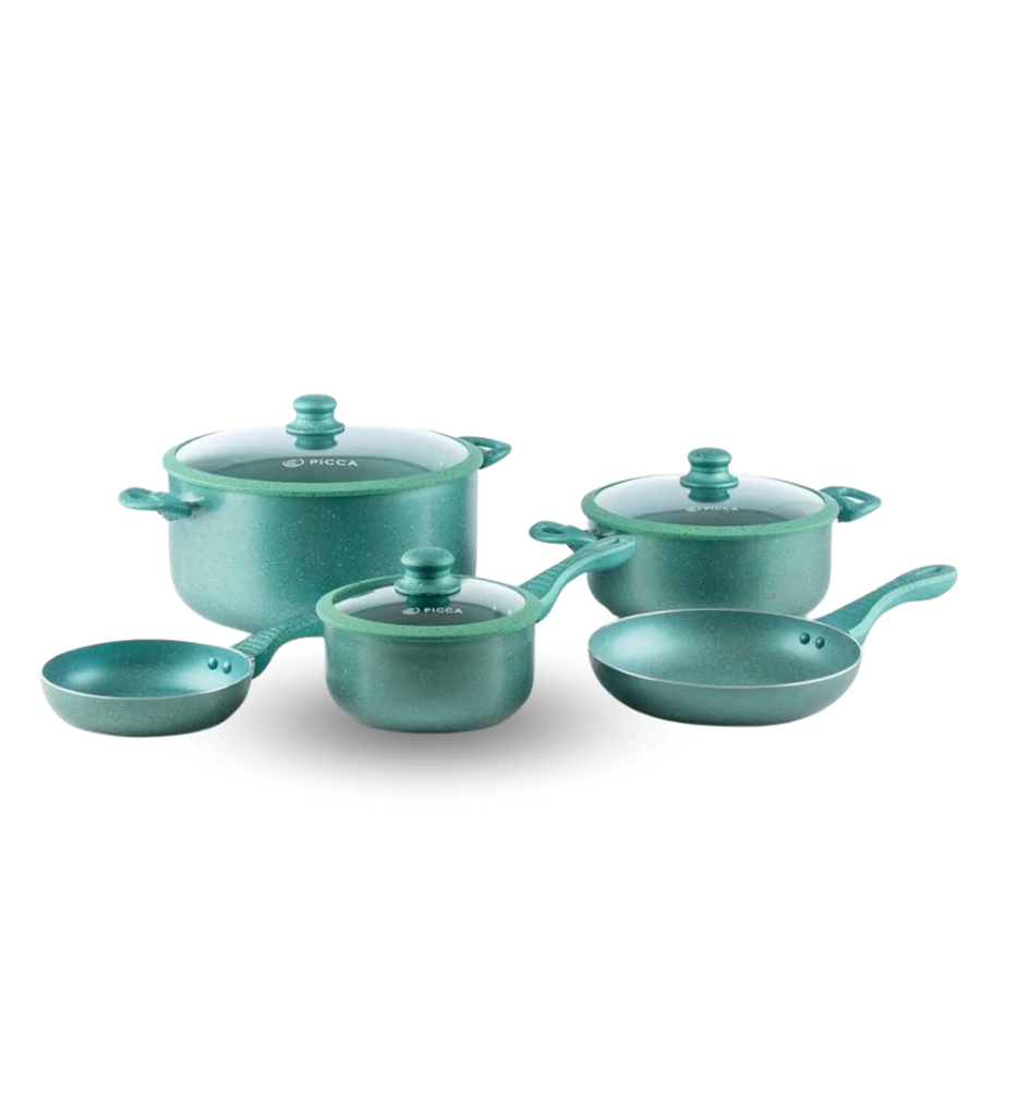Bateria de Cocina Picca Gravina PI008BMT 8 Piezas de Marmol Colo Turquesa