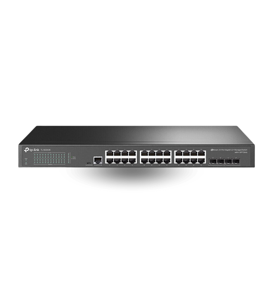 Switch TP-Link TL-SG3428 Administrable L2 de 24 Puertos Gigabit con 4 Conmutadores  SFP