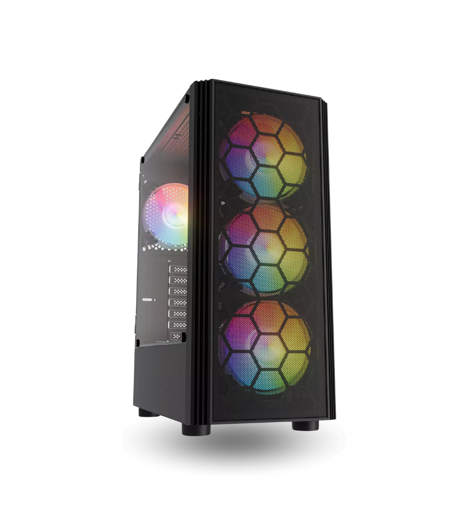 Case Gaming NSX Raptor NSXVC08A03 ARGB Color Negro  + Fuente de Poder 550W 80Plus ARGB