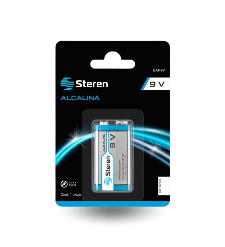 Pila Steren Alcalina de 9 Volts BAT-9V V7.0