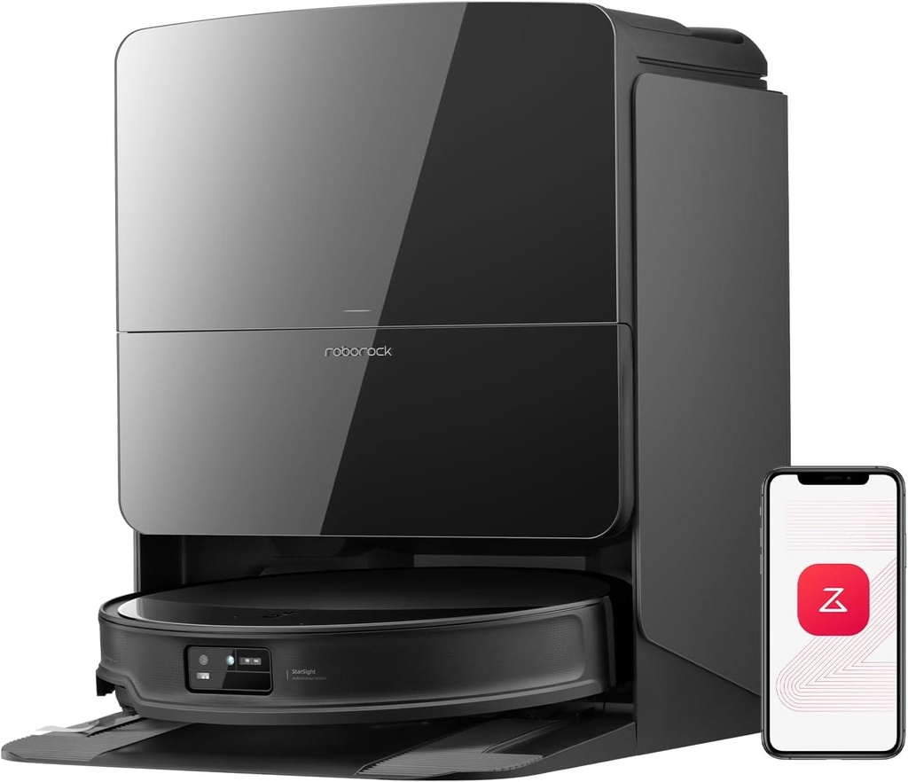 Robot Aspirador y trapeador Roborock Saros 10R Ultra Delgado de 3.14 Pulgada Para Alfombras - Pisos y Limpieza de Esquinas Color Negro