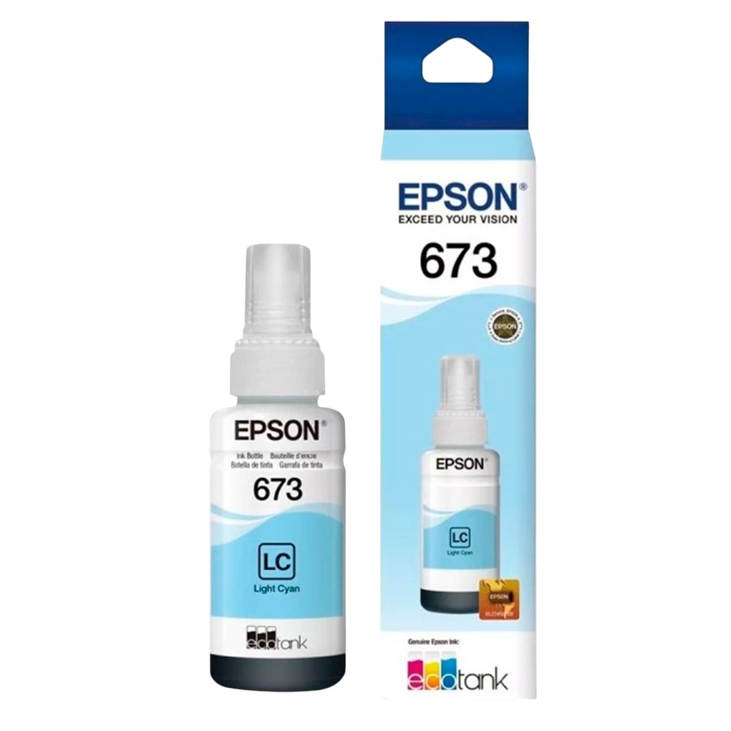 Tinta para Impresora Epson T673 70ml T673520-AL Compatible Con Epson L800 - L805 - L810 -L850 - L1800 Color Cyan Claro