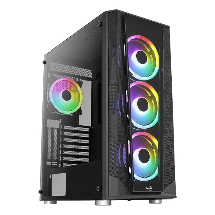 Case Aerocool FRGB PRISM-G-BK-V2 MID Tower Ventiladores 4 de 120mm con Vidrio Vidrio Lateral y Frontal Color Negro