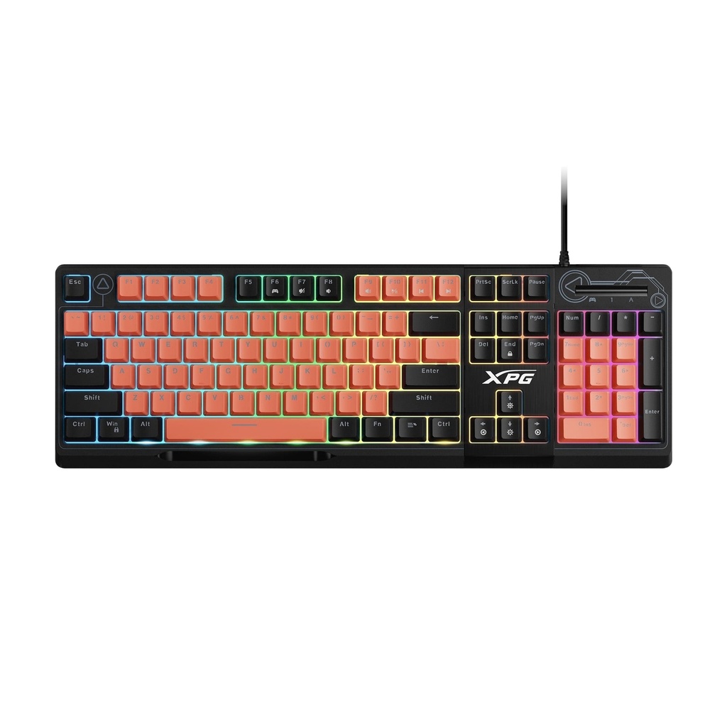 Teclado Alambrico Gaming RGB Adata XPG Seeker Mera Membrana USB  SEEKER105Z-BK/OGCES Color Negro con Naranja