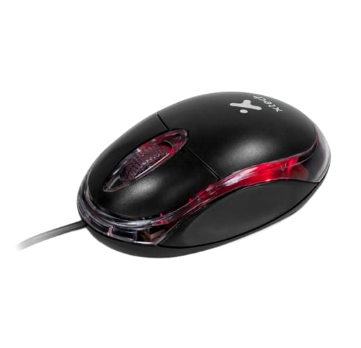 Mouse Xtech Optico XTM-195 3D de Diseño Ambidextro  USB 1000DPI Color Negro