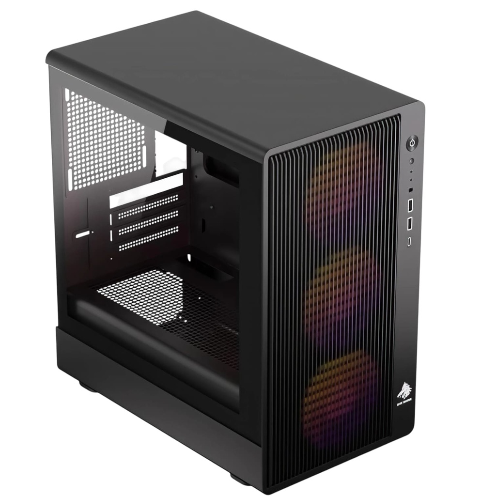 Case Gaming RGB Eagle Warrior CG01AMRA001C Mid Tower Ventiladores 3 de 120mm con Vidrio Lateral y Malla Frontal Color Negro