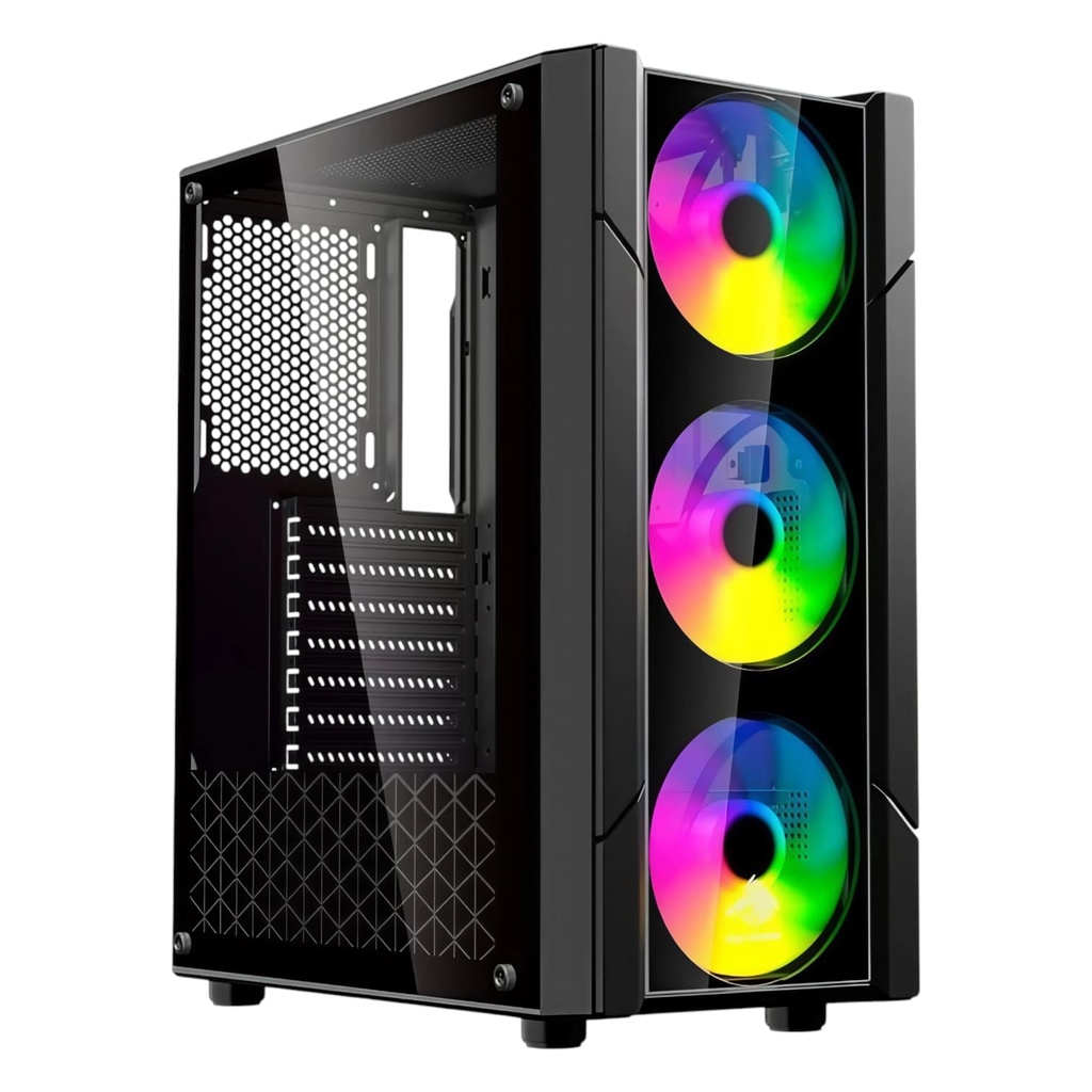 Case Gaming Eagle Warrior CG13ALRA001C Mid Tower Ventiladores 3 de 120mm don Vidrio Lateral Color Negro