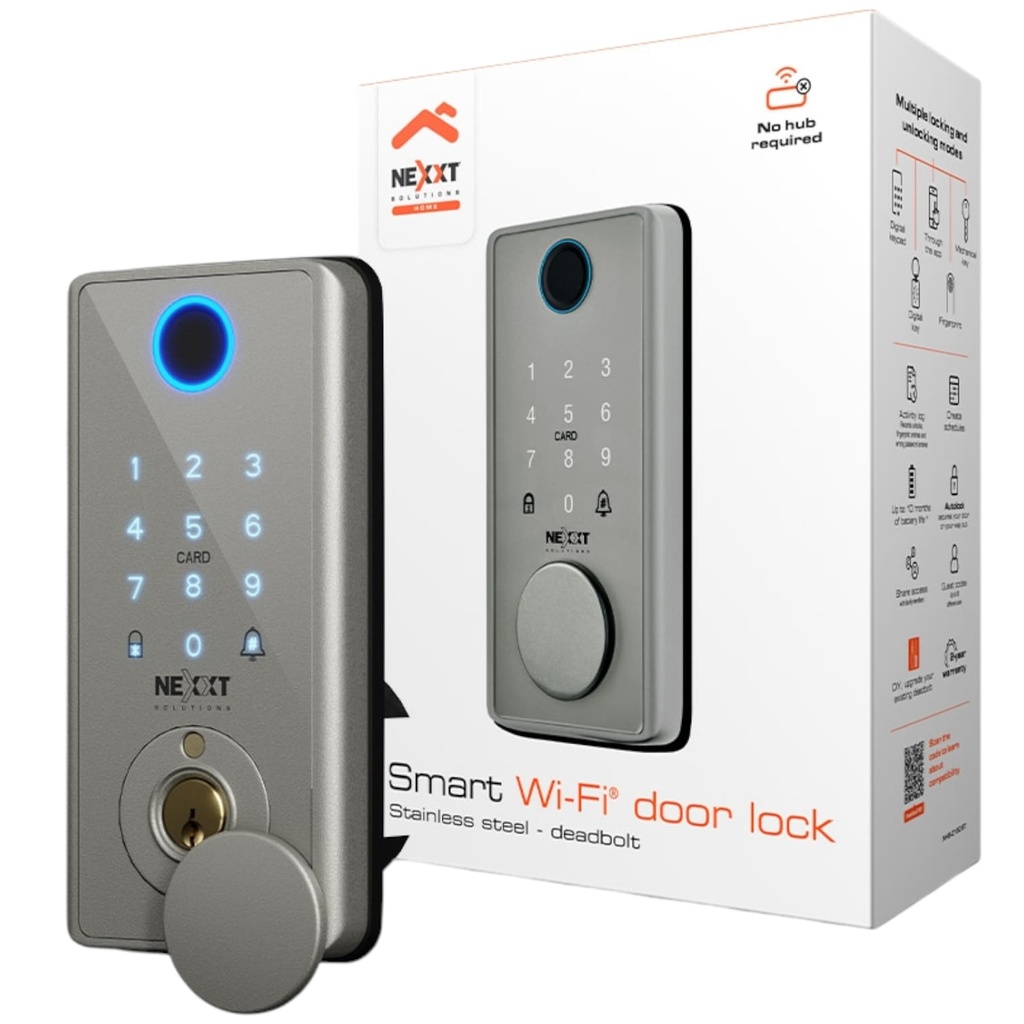 Cerradura inteligente Nexxt NHS-D150BK Smart Wifi doorlock Color Negro
