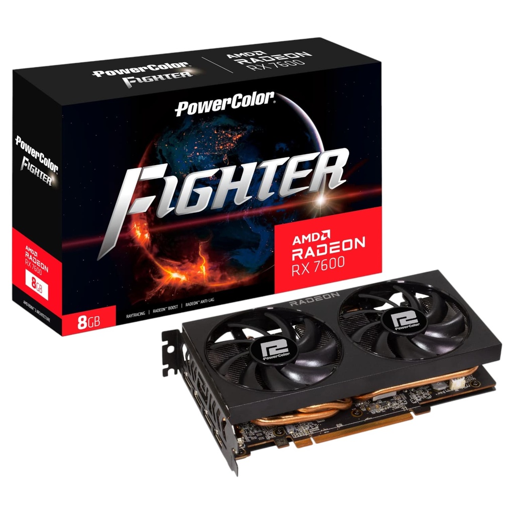 Tarjeta de Video PowerColor Fighter AMD Radeon RX 7600 8GB GDDR6 2250 MHZ RX 7600 8G-FV2