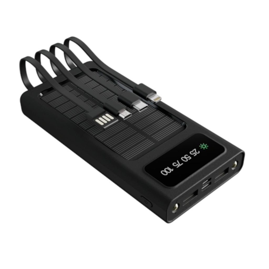 Banco de Energia Xtech XPB-100 Solar con Cables de Carga Integrados de 10000mAh