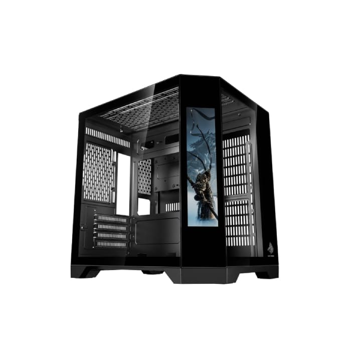 Case Eagle WARRIOR CG-01KV CG01KVRA001C Mini Tower sin Ventilacion Incluida con Vidrio Templado Lateral sin Fuente con Pantalla de 9.16" Color Negro