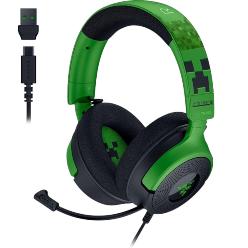 Headset Gaming Razer RZ04- 05180200- R3M1 Kraken V4 X Wired Color Verde Minecraft