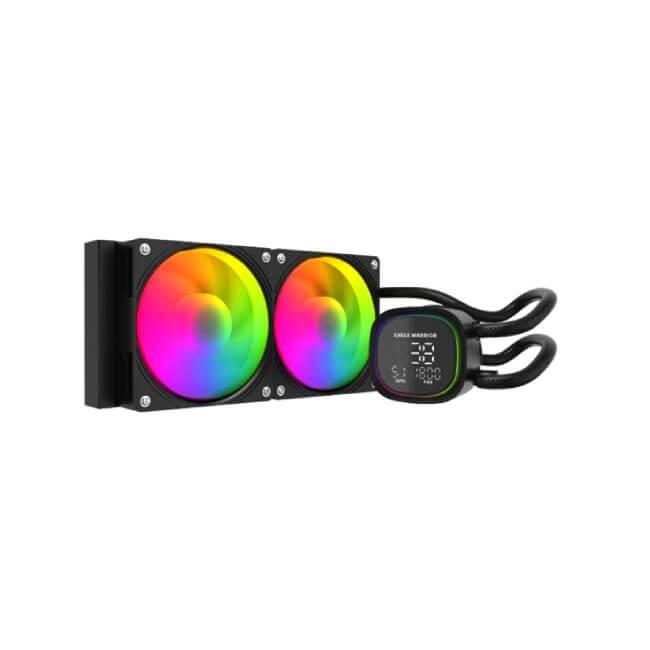 Enfriamiento Liquido RGB Eagle Warrior FROSTBITE HL240 FCFWT292001C AIO 2X120MM 4 PIN PWM LGA115X/1700/AM4/AM5 Color Negro