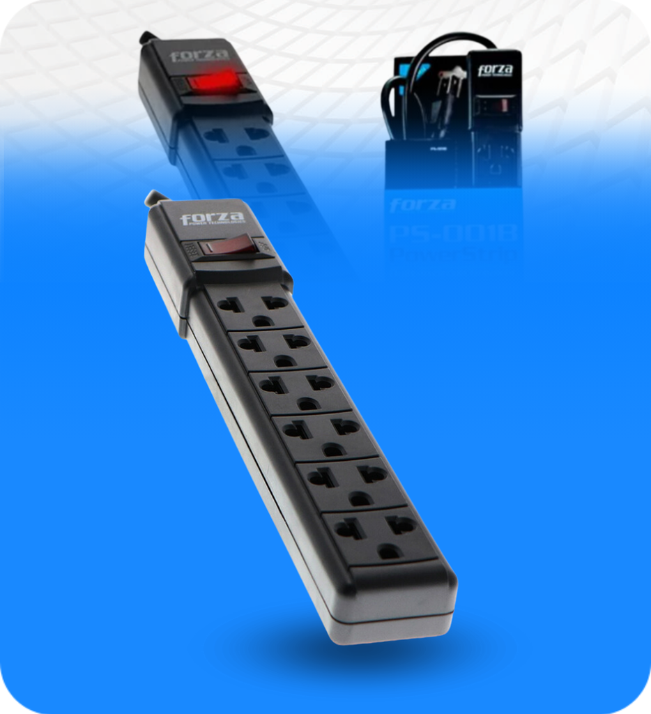 Regleta Electrica Forza PS-001B CA 120-220V 6 Conectores Color Negro