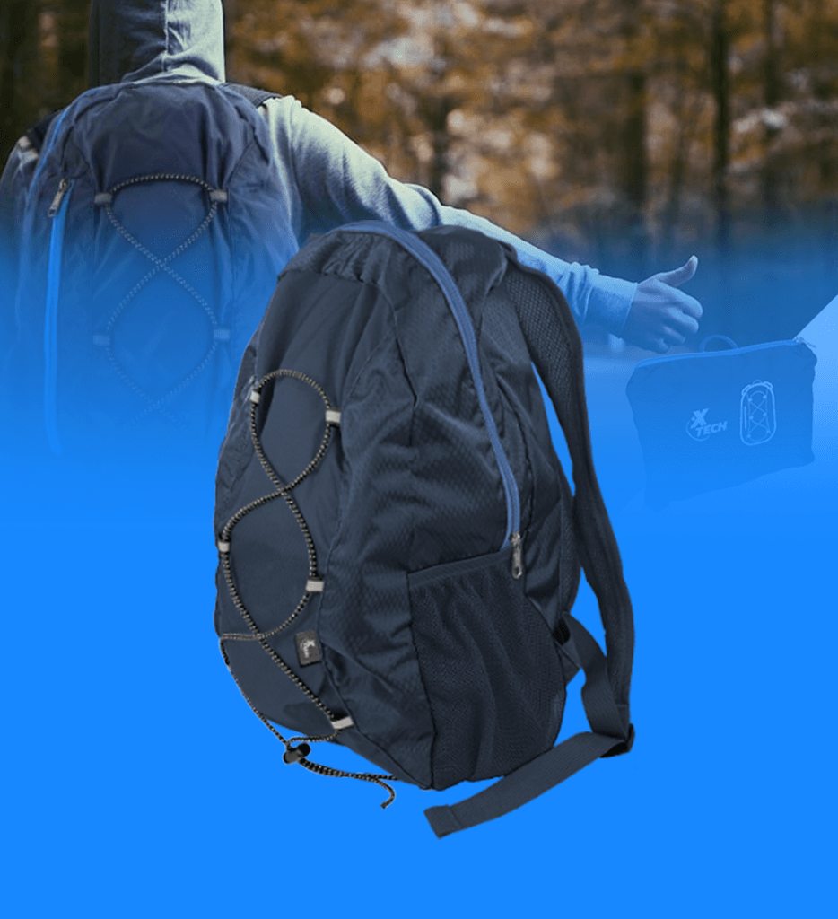 MOCHILA XTB-090BL PLEGABLE NYLON COLOR AZUL XTECH