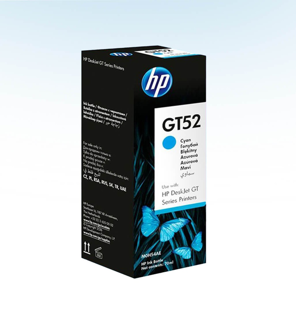 TINTA PARA IMPRESORA GT52 M0H54AL  COLOR CIAN HP