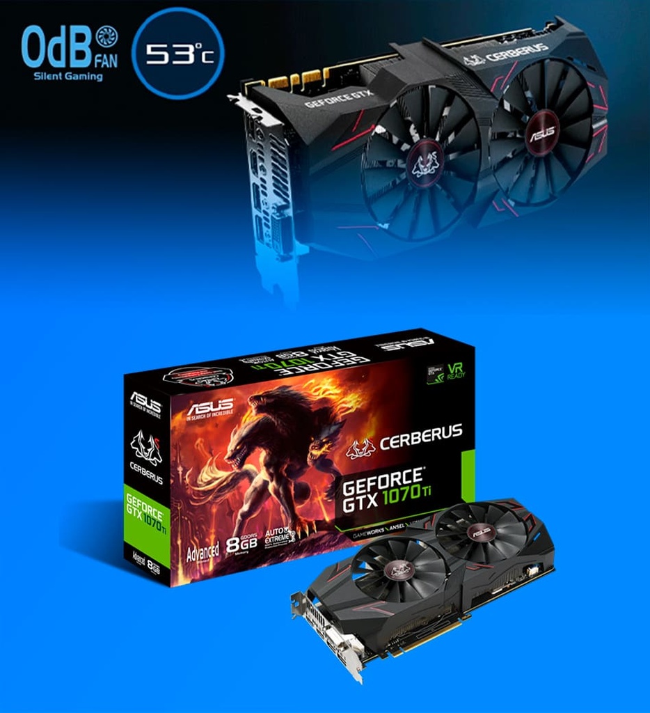 TARJETA DE VIDEO CERBERUS-GTX1070TI-A8G 8GB ADVANCED EDITION ASUS