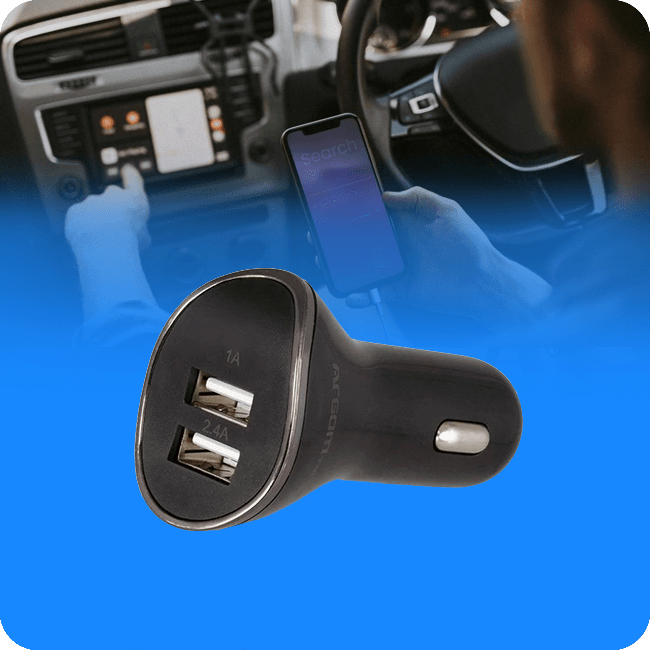 CARGADOR PARA CARRO ARGOM 3.4A 2 PUERTOS USB COLOR NEGRO
