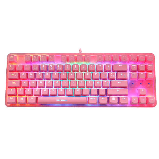 TECLADO GAMING EAGLE WARRIOR VALKIRIA MECANICO USB COLOR ROSADO