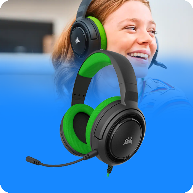 HEADSET GAMING CORSAIR HS35 STEREO COLOR NEGRO CON VERDE