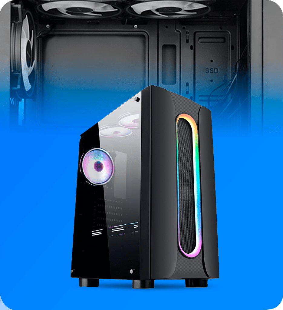 Case Gamer Eagle Warrior CG02RPRA001C Loop de Vidrio Black U2*2+U3+HD