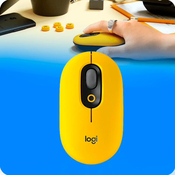 Mouse Logitech Pop Con Emoji Personalizado 4 Botones Inalambrico Bluetooth Color Amarillo