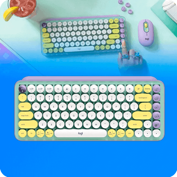 Teclado Logitech Pop Keys Inalambrico USB Bluetooth Ergonomico Mecanico Color Lila con Menta