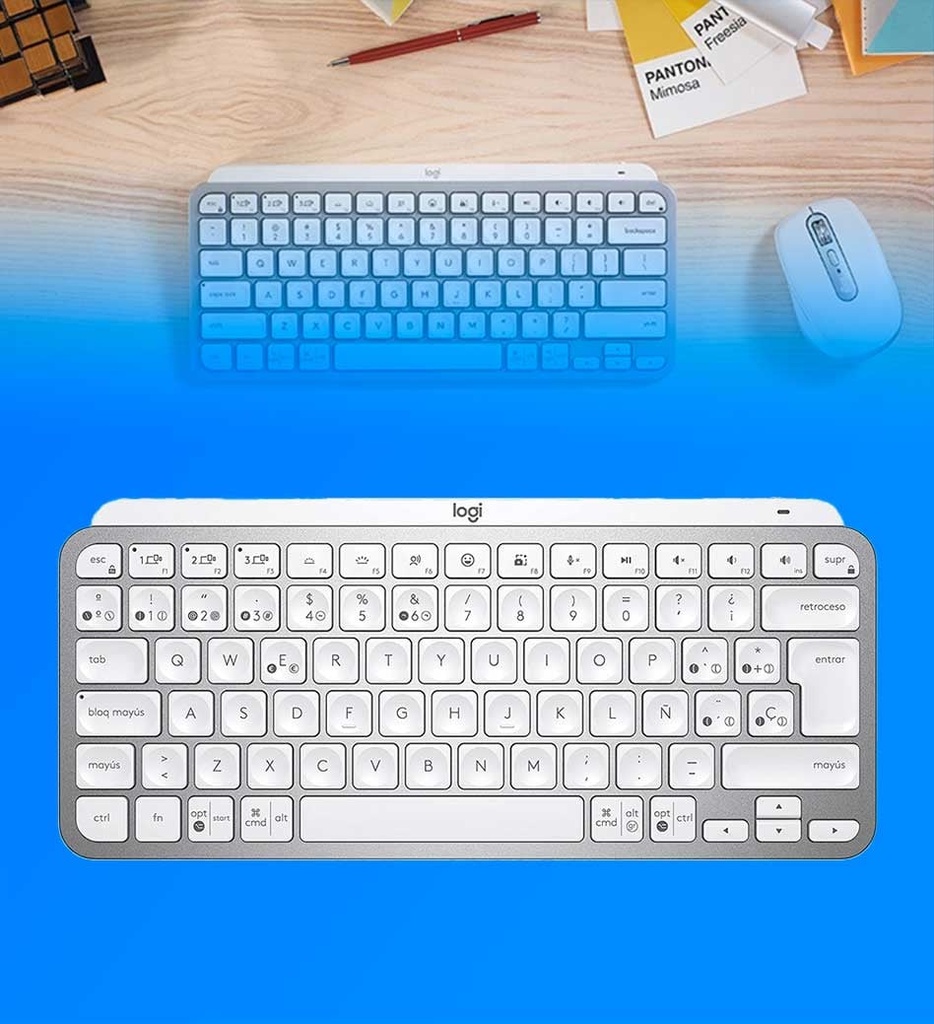 Teclado Logitech MX Keys Mini USB Bluetooth 5.0 Ergonomico Color Gris Palido