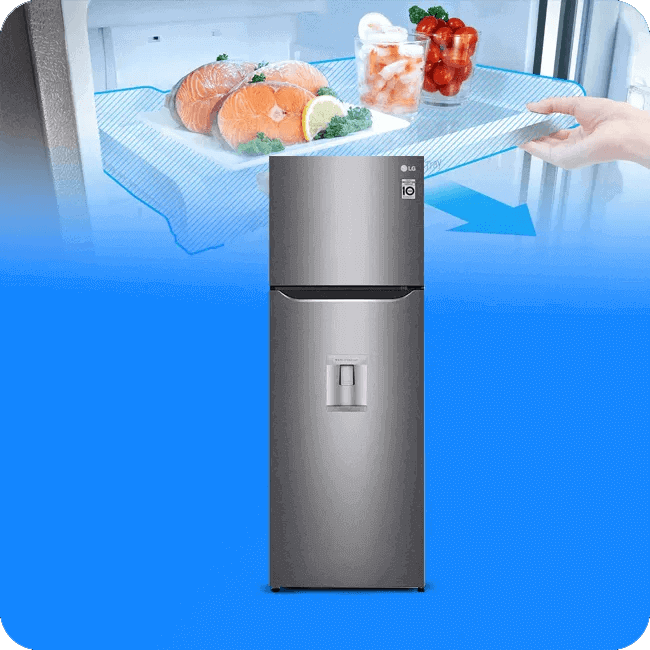 Refrigeradora LG 11 pᶟ Top Freezer FreshBalancer Smart Inverter Smart Diagnosis Color Plateado