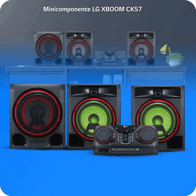 Equipo de Sonido LG XBoom CK57 de 1100W RMS Multi Bluetooth TV Sound Sync Karaoke