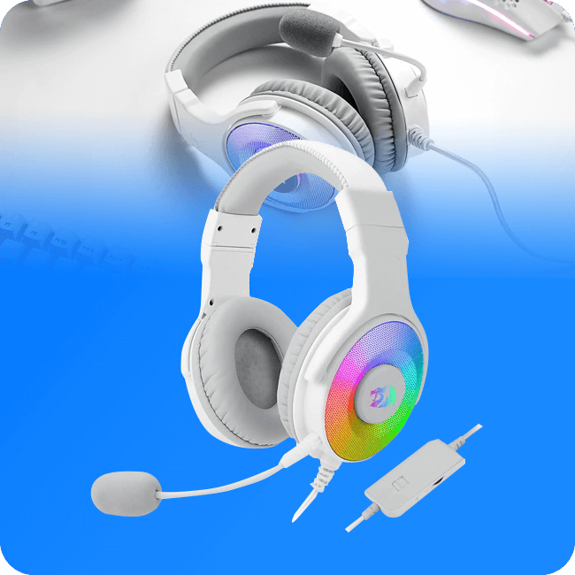 Headset Gaming Redragon Pandora H350W RGB 3.5mm Con Microfono Color Blanco
