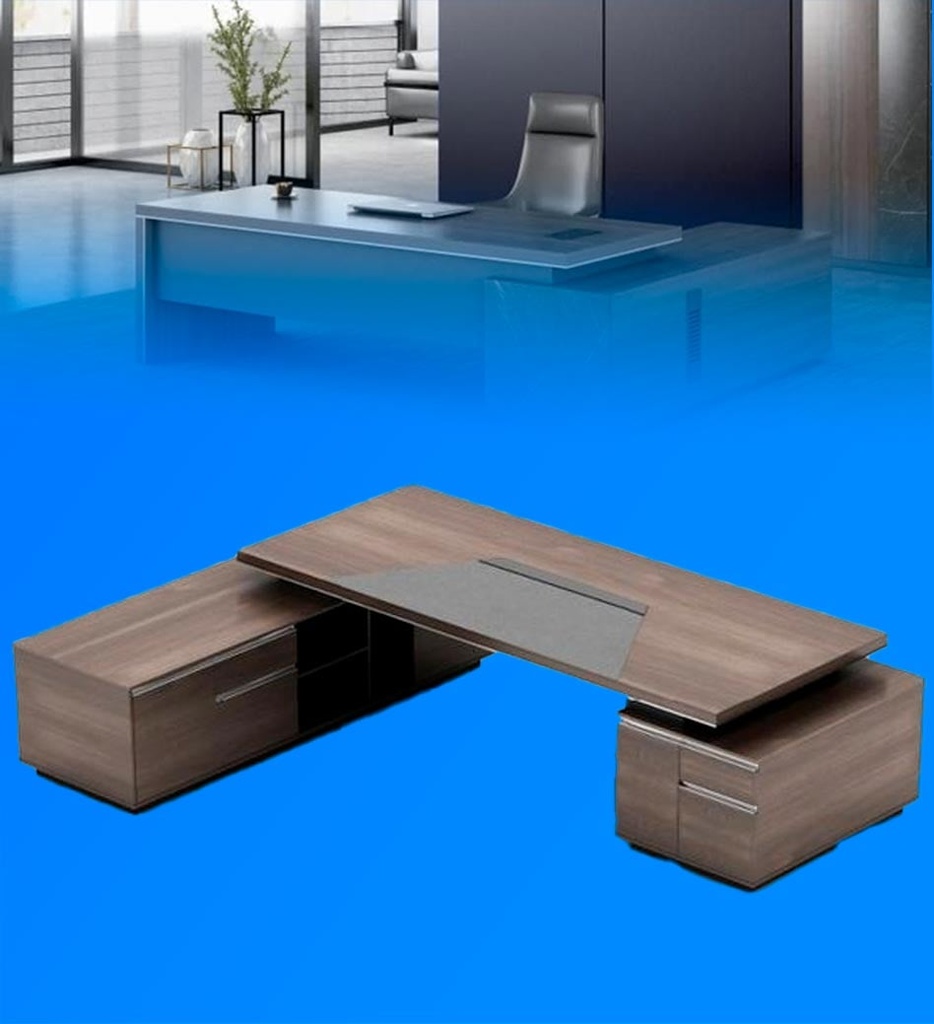 Escritorio Ejecutivo Linkedin Con Gabinete Izquierdo Color Madera con Negro 