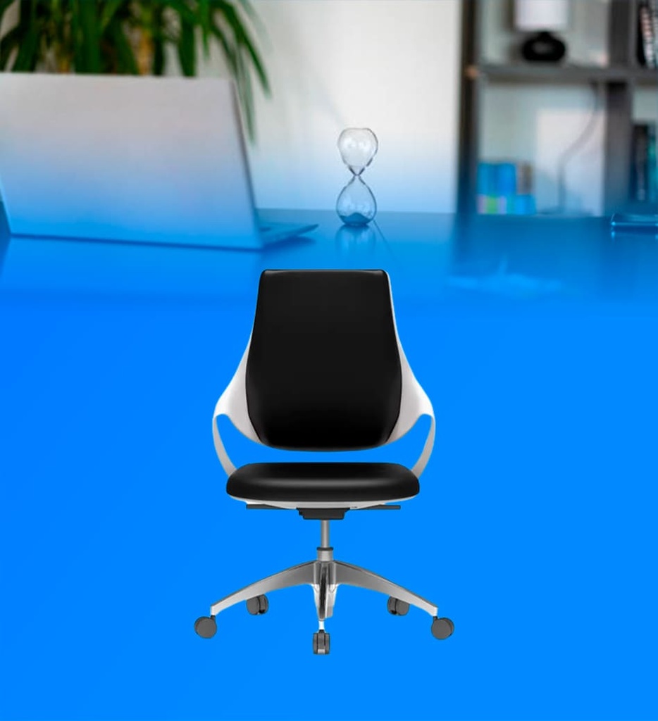 Silla de Cuerina D1-928BW-1-PU Con respaldo Color Negro