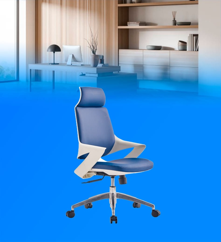 Silla de Cuerina D1-928AW-1-PU Con respaldo Alto Color Gris