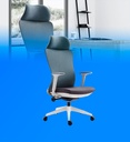 Silla MG-WB-008-A3-WH De Mesh y Tela Con Respaldo Alto y Reposa Cabeza Color Gris 